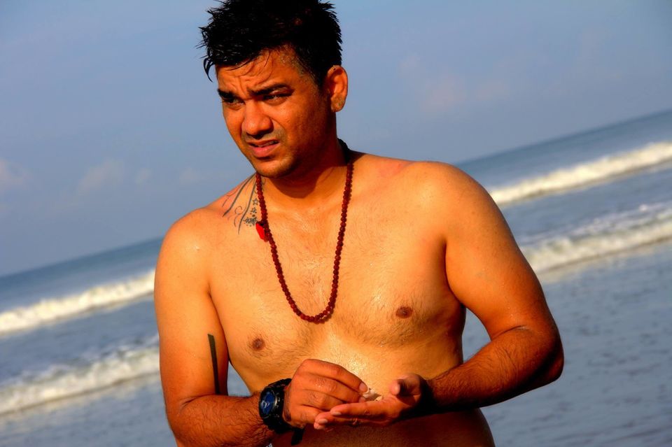 Photo of Him, the ocean and me at Goa, Ashvem Beach. 4/18 by Meghna P