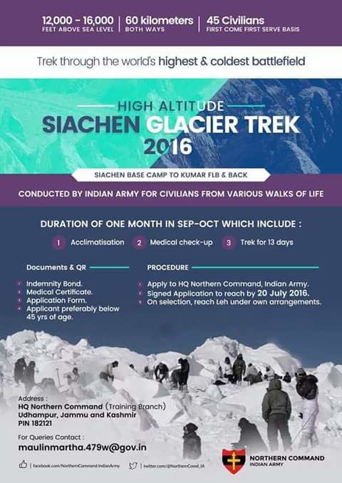 Photo of Indian Army is Taking 45 Civilians To The Siachen Glacier. You Can Be One Of Them! 3/3 by Sreshti Verma