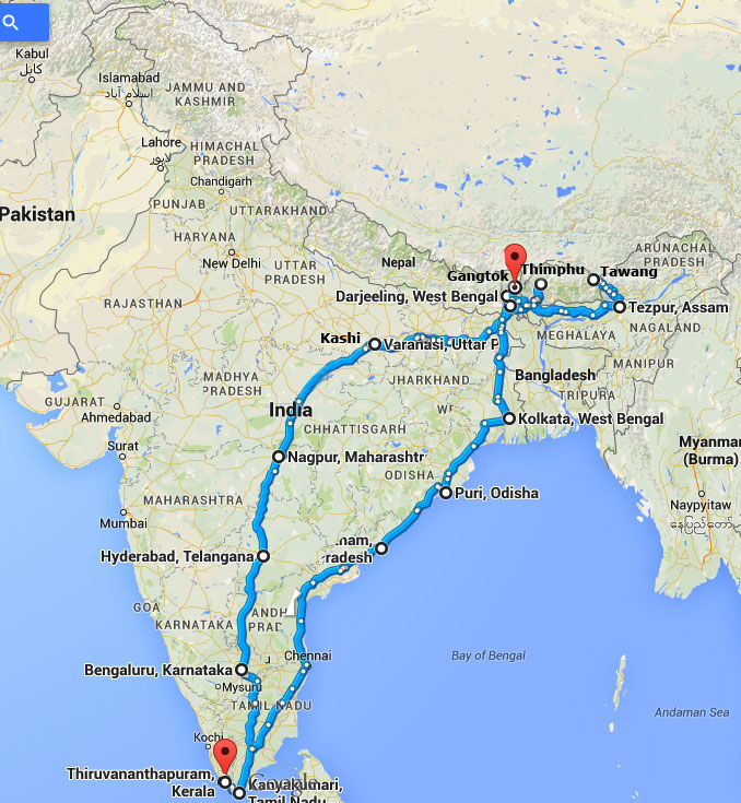 road trip from usa to india