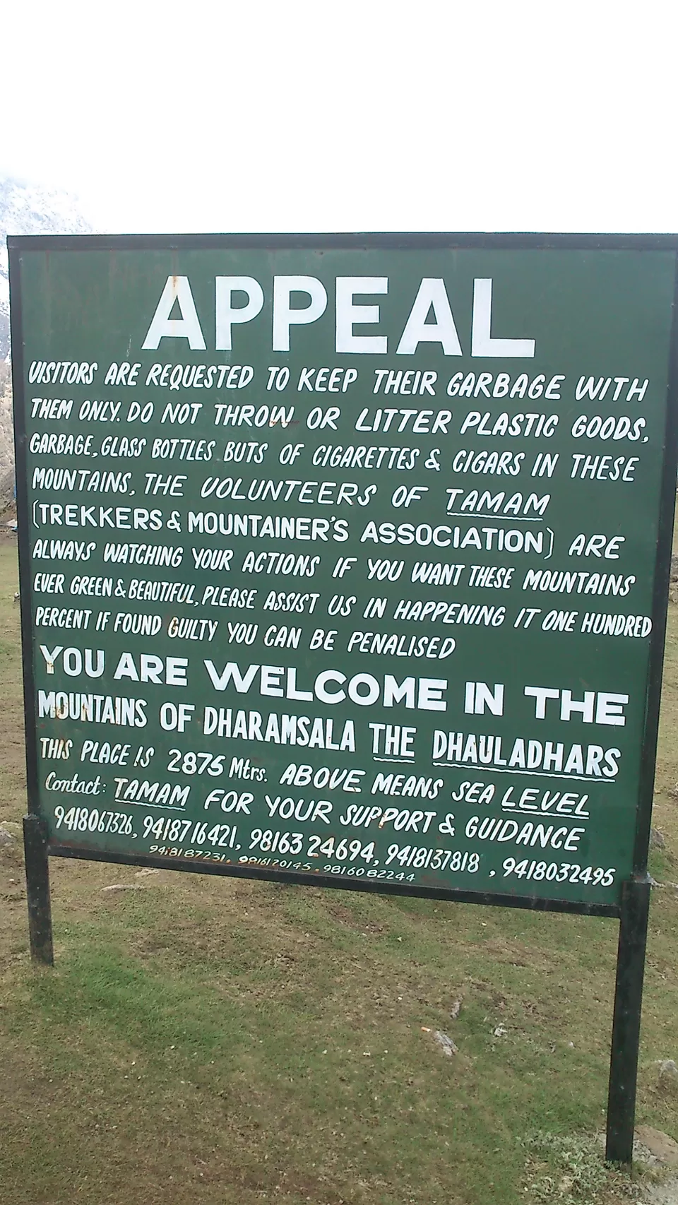 Photo of Notice at the top of trek by Vaibhav Khandelwal