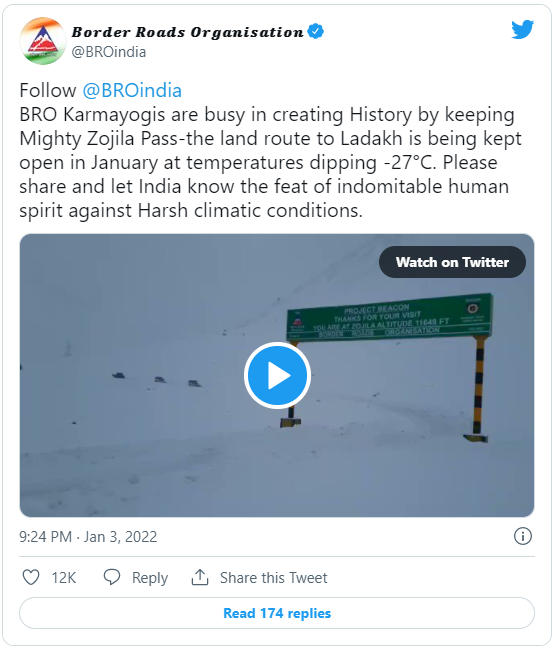 Photo of माइनस 27 डिग्री तापमान में भी वाहनों के लिए खुला रहा लद्दाख का ज़ोजी ला पास, BRO ने शेयर की तस्वीरें 1/2 by Deeksha
