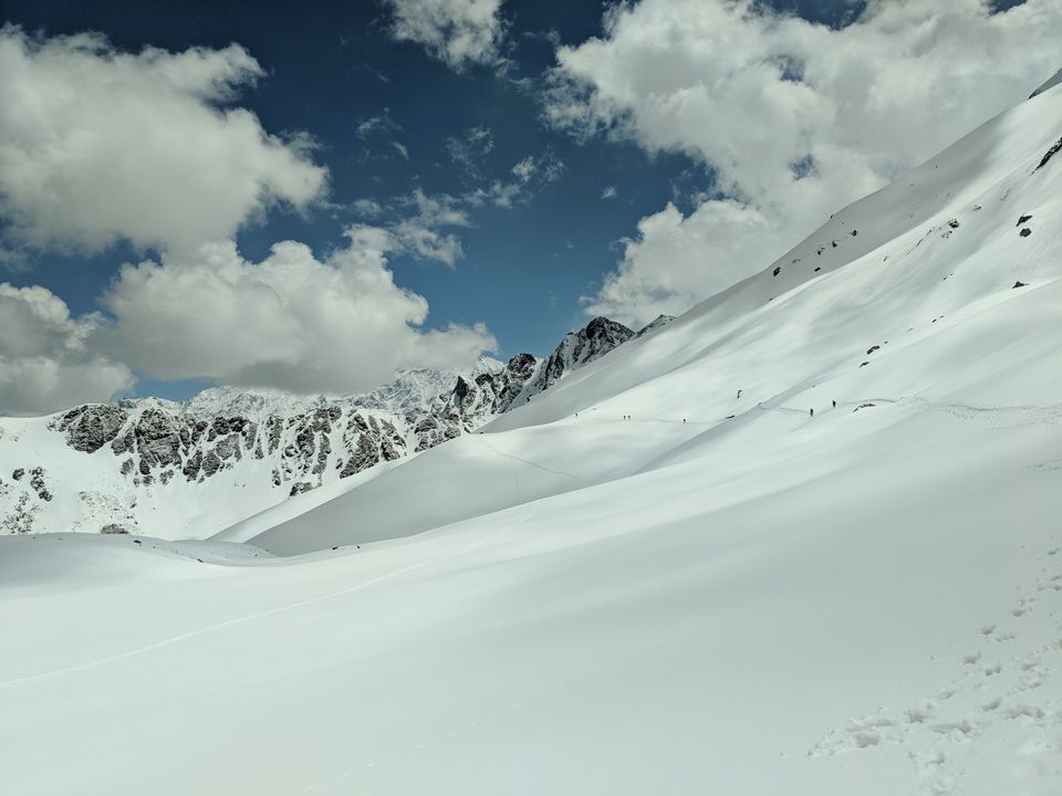 Photo of Sar Pass - A frozen lake, a ridge and snow slides at 14k feet by Mouna Nanaiah