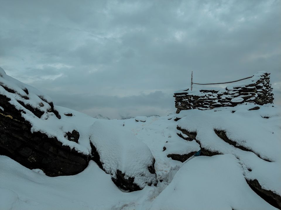 Photo of Sar Pass - A frozen lake, a ridge and snow slides at 14k feet by Mouna Nanaiah