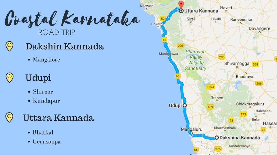 karnataka tourist map with distance