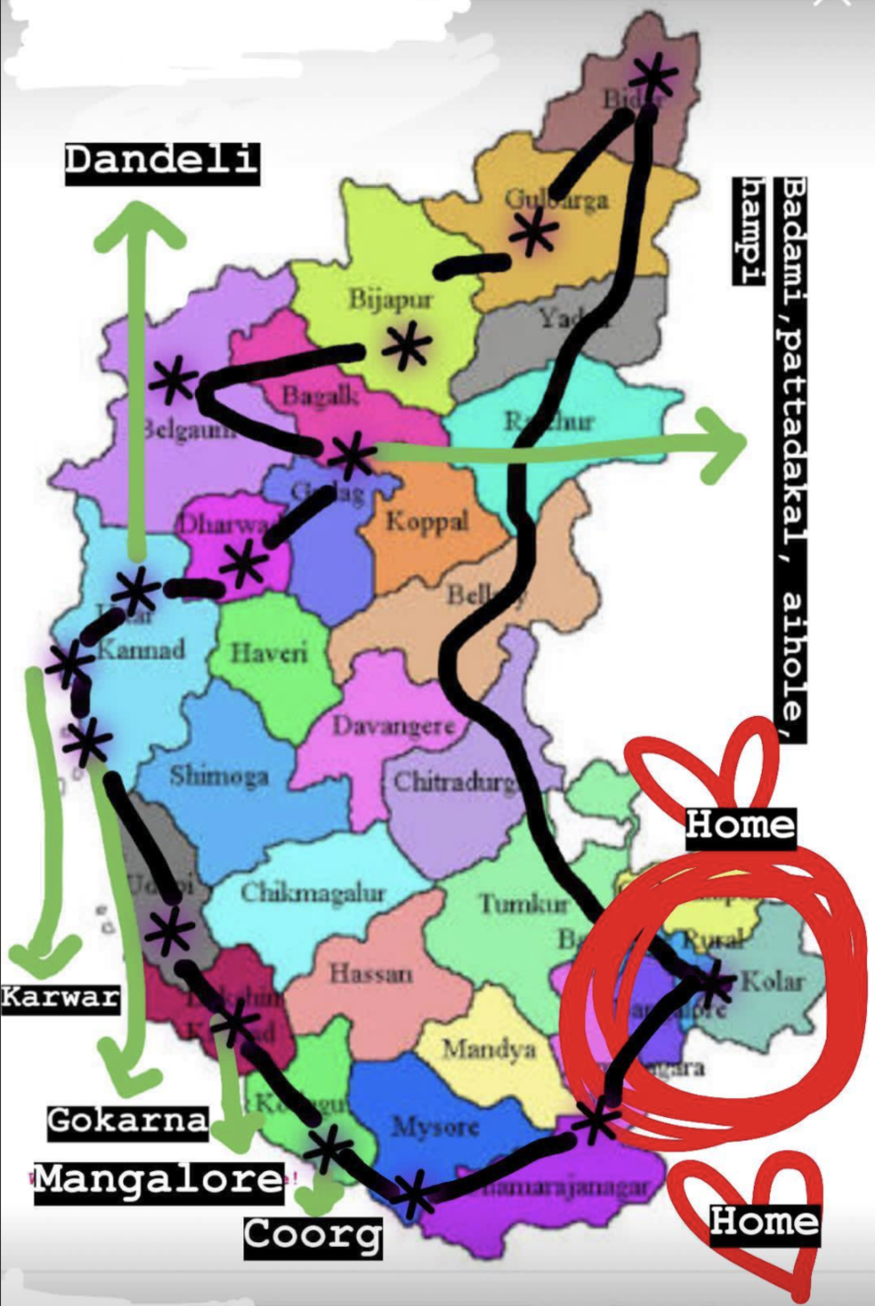 karnataka round trip map