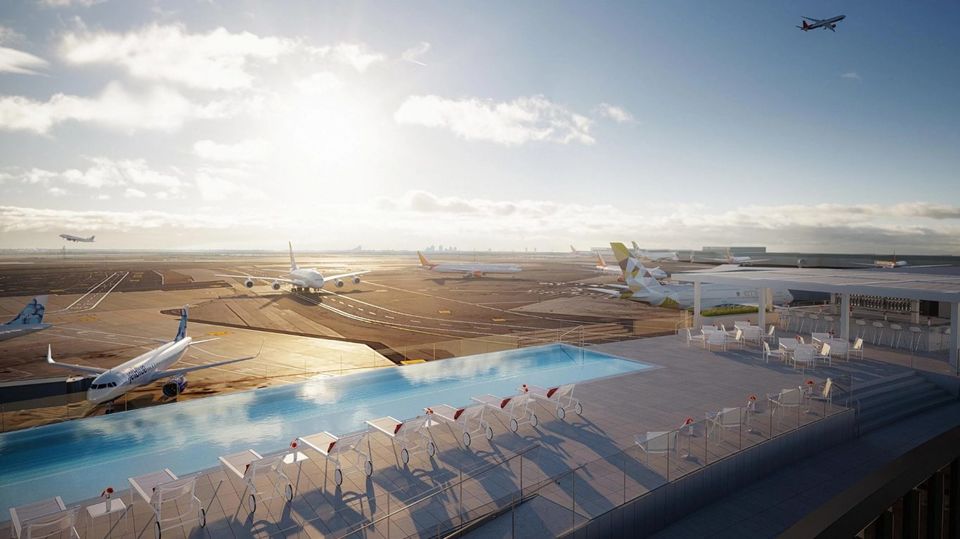 Photo of Pool, Beer, and Aeroplanes - How's that for a view? by Saumitra Shinde