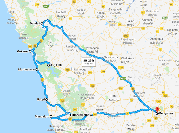 coastal karnataka tour map