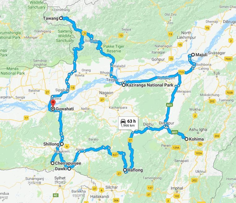 road trip route planner india