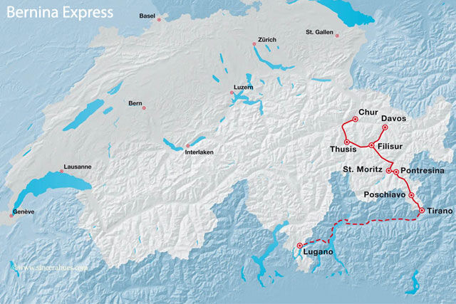 Bernina Express Route Map Bernina Express Parcours YZIP Bernina Express Route Map Bernina Express Parcours YZIP