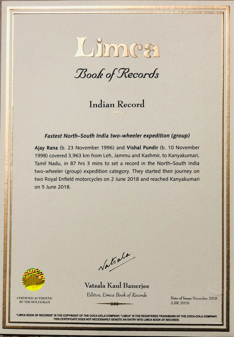 Photo of Limca Book Of Record || Fastest Kashmir To Kanyakumari On Bikes by Ajay