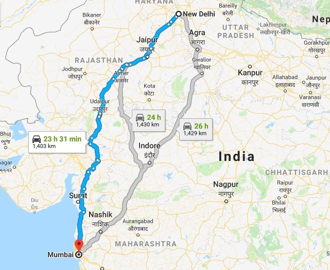 road trip from mumbai to delhi