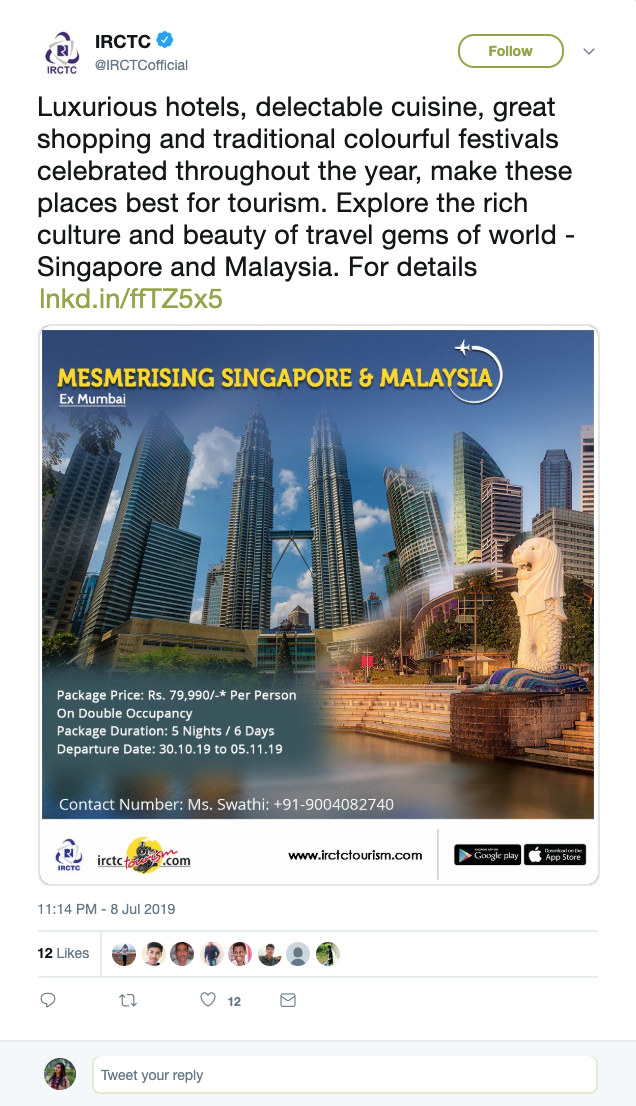 Photo of You Can Now Visit Singapore and Malaysia With IRCTC Tourism! 1/1 by Adete Dahiya