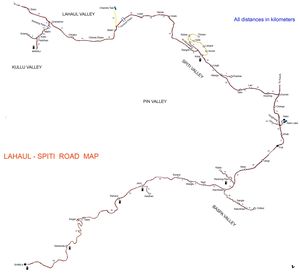 Lahaul Spiti Road Map with Petrol Pump details