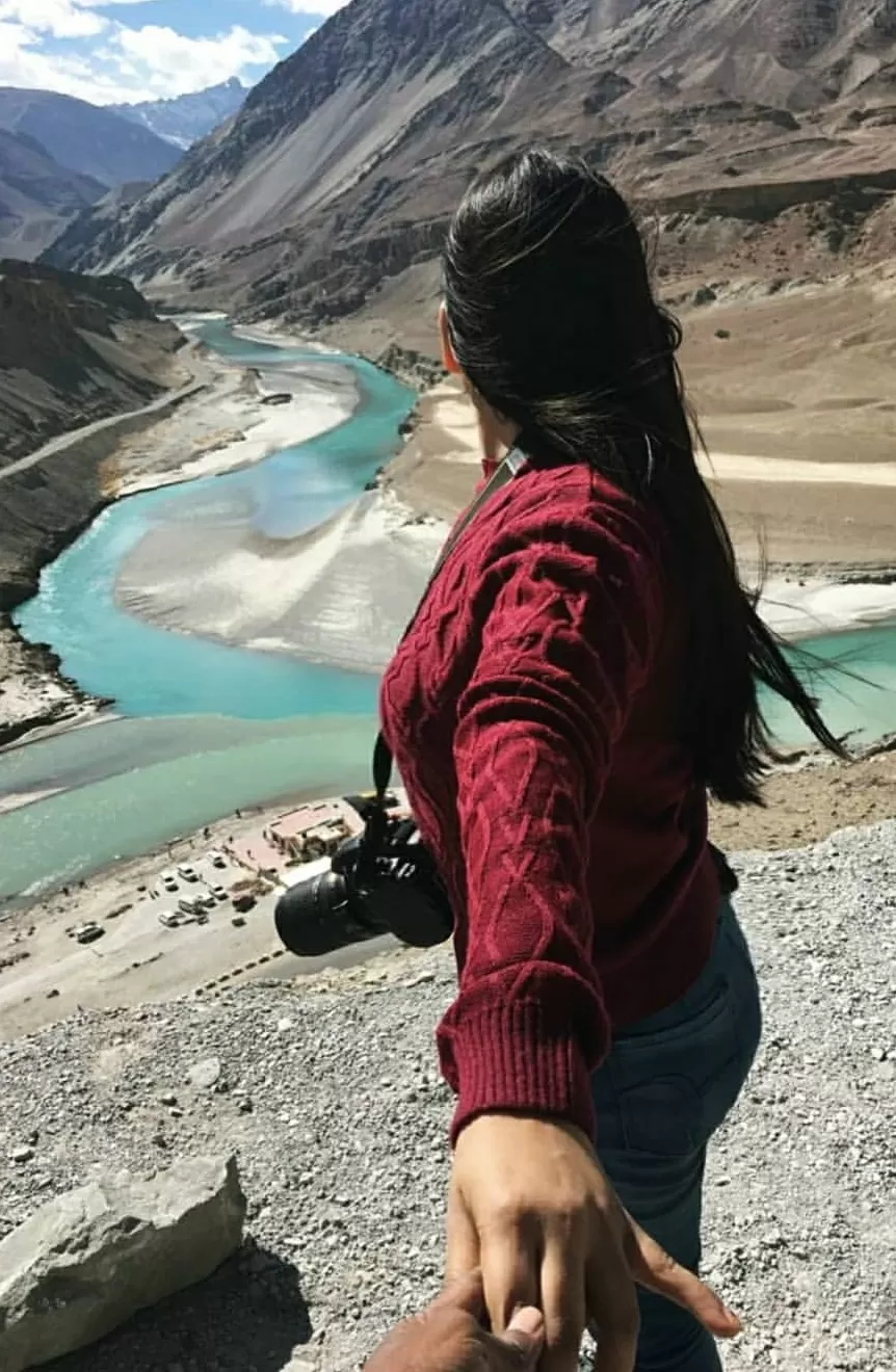 Photo of Confluence of Indus(right)and Zanskar(left) By Puja