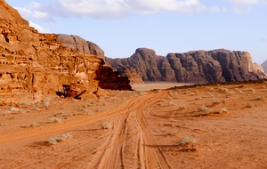 Walking in the moon in the land of Martian in Wadi Rum, Jordan