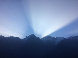 Sunrise at Kalpa Kinner Kailash Range