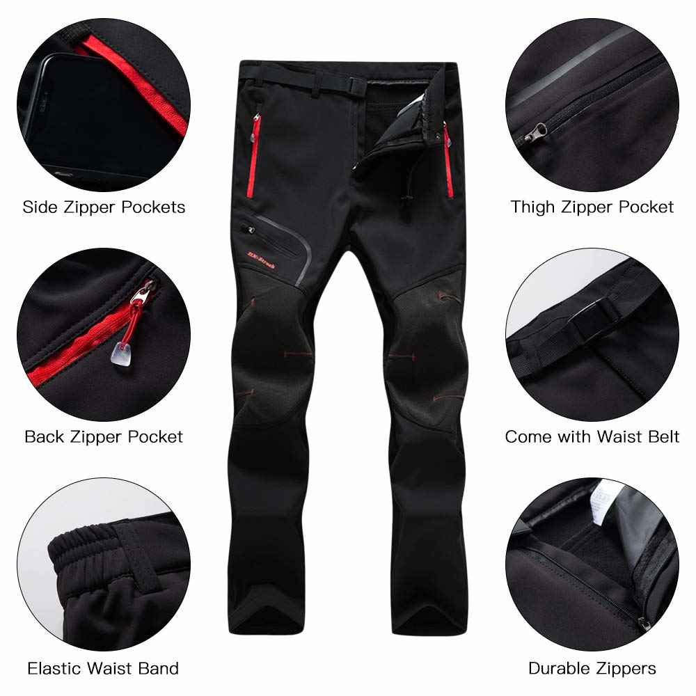 AIRIKE Men's Elastic Waist Hiking Pants Water Resistant Quick-Dry Lightweight Outdoor Sweatpants with Zipper Pockets 