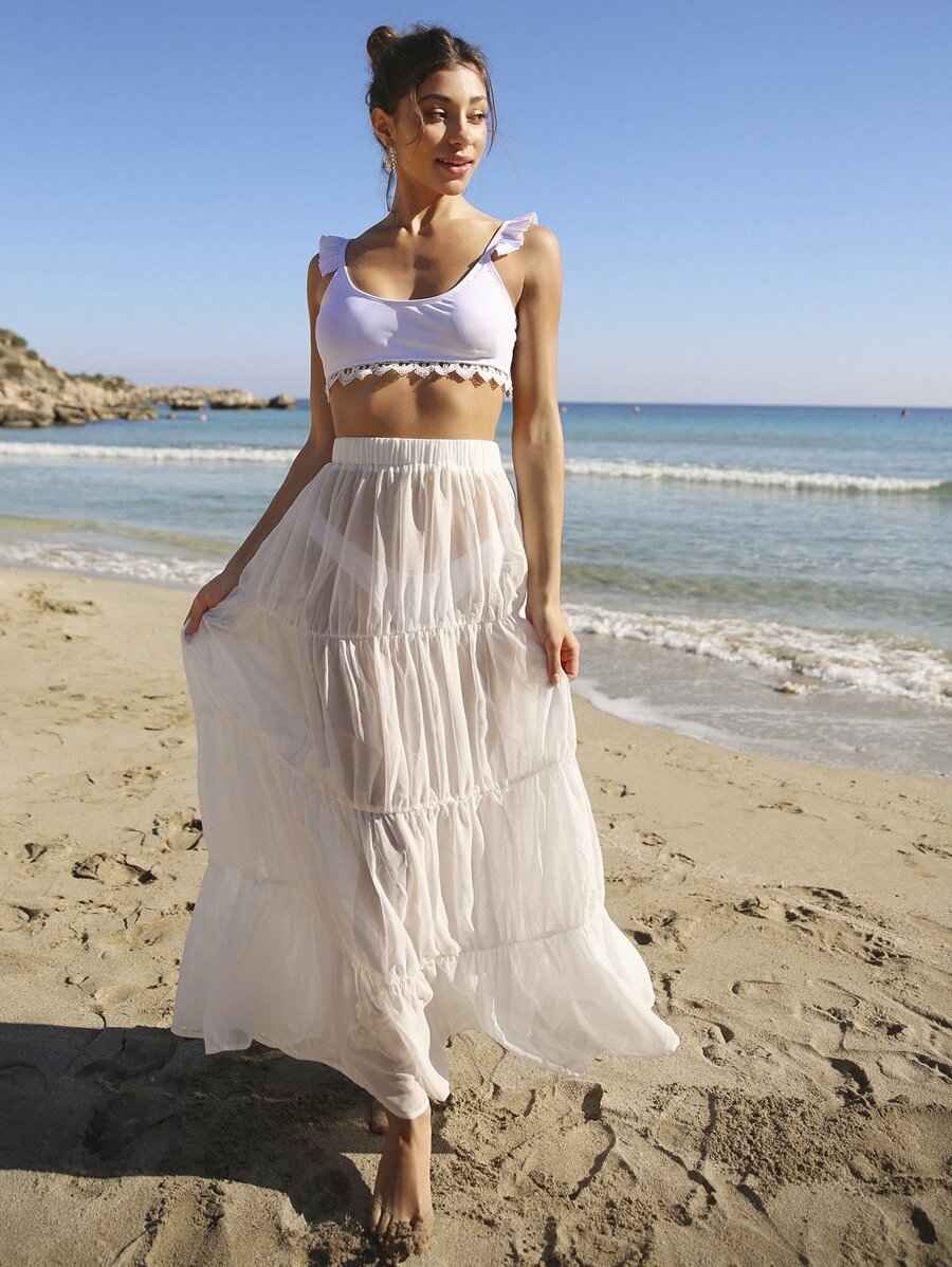 Women Bathing Suit Long Cover Up Lace Bohemia Beach Bikini Cover Sundress  Dress - Walmart.com