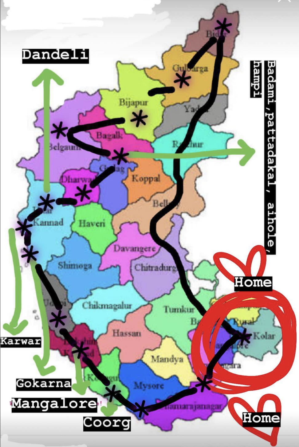 Chikmagalur Tourist Places Map With Distance