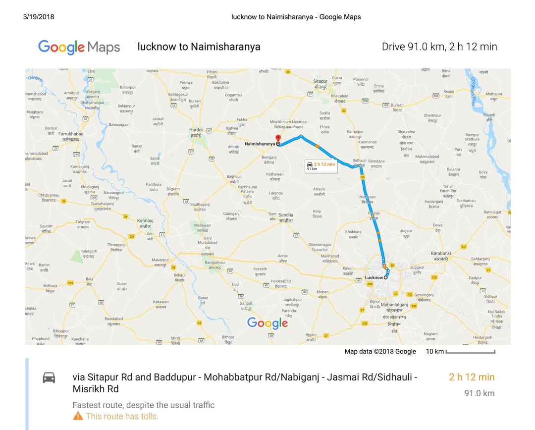 1521444372 Lucknow To Naimisharanya Google Maps 1 
